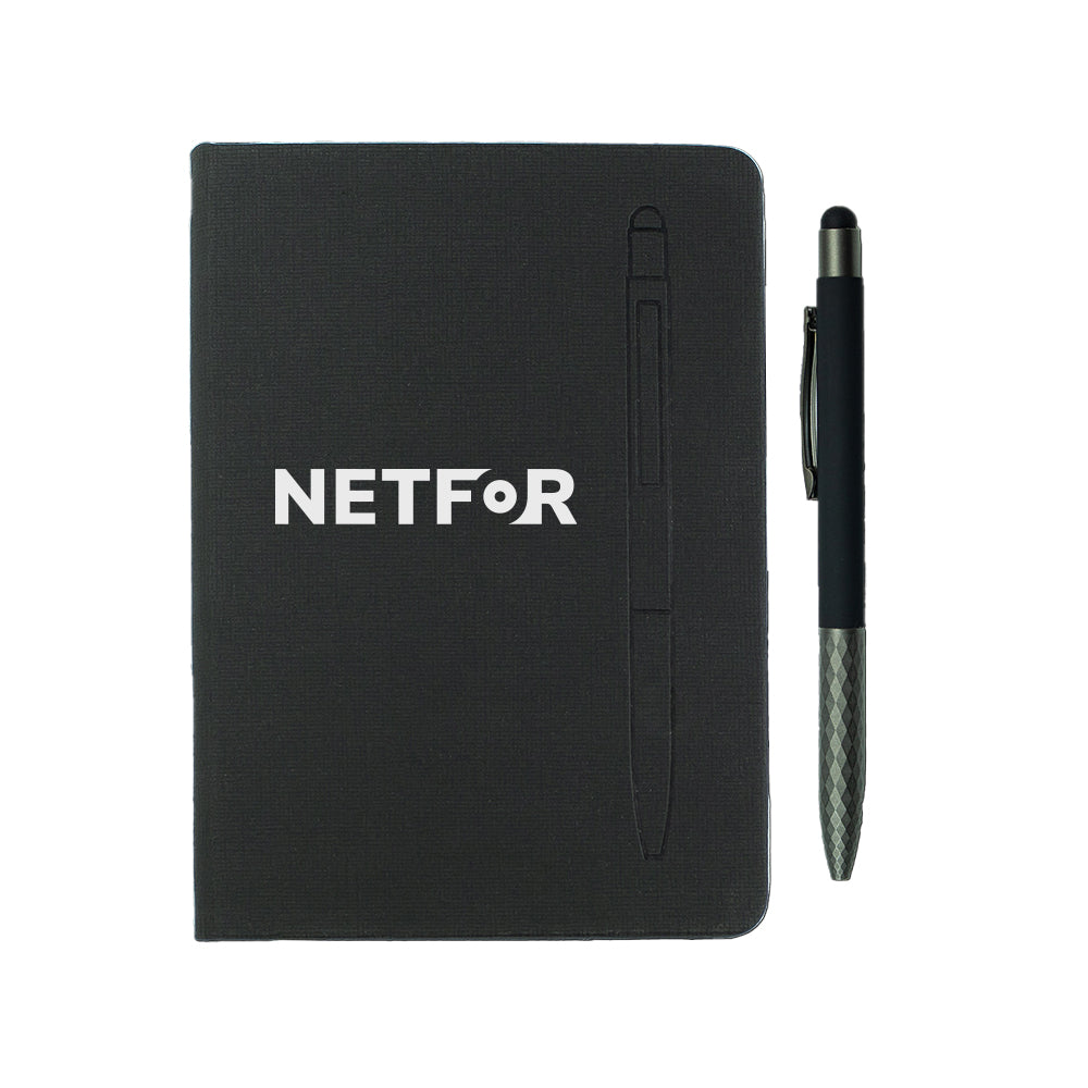 7.5" X 6-5/8" Notebook with Soft Touch Aluminum Pen