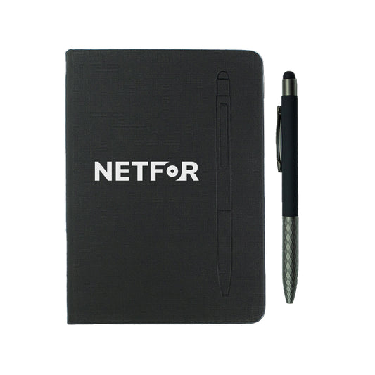 7.5" X 6-5/8" Notebook with Soft Touch Aluminum Pen